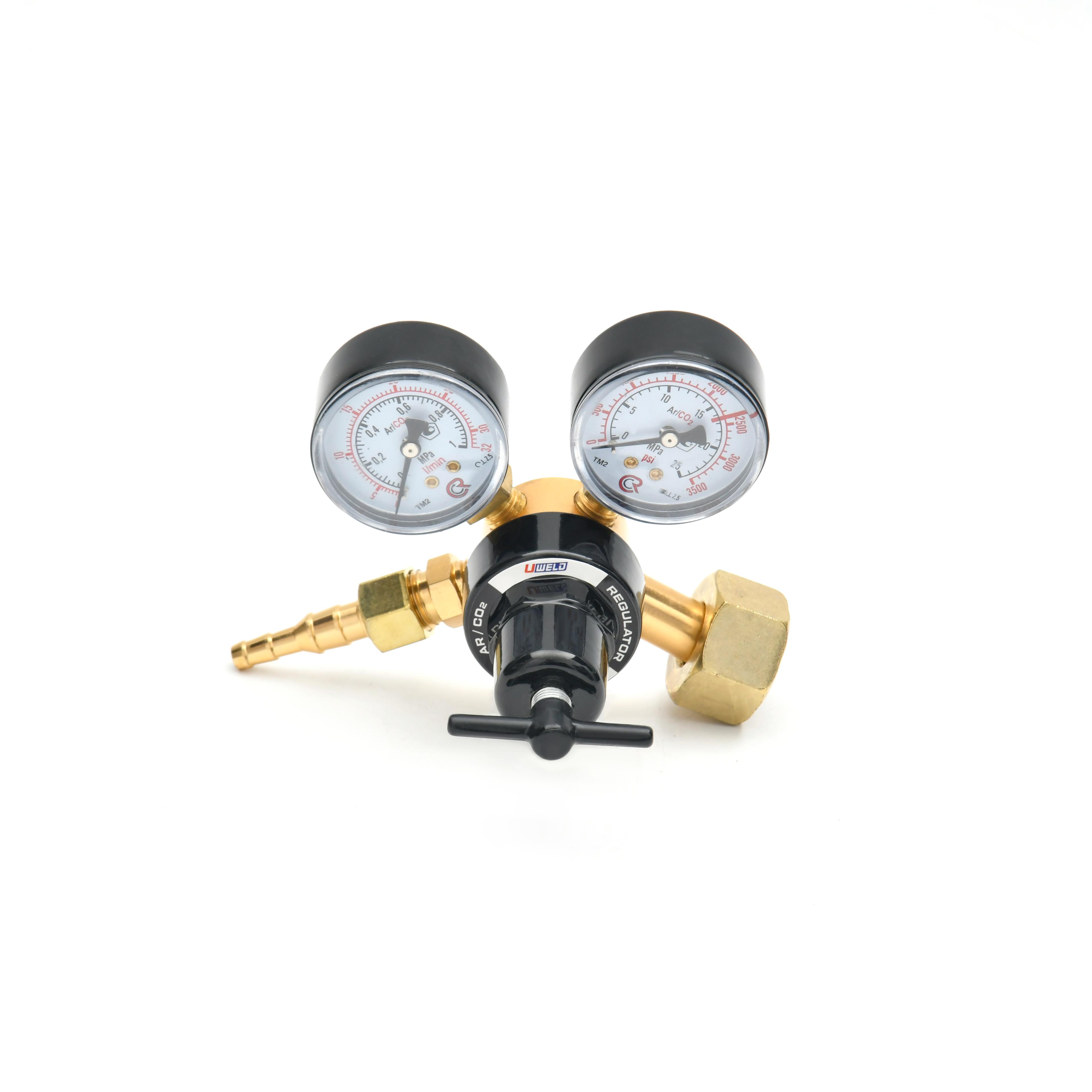 1C008-0037 Mini CO2 Regulator Dual Gauge Portable Pressure Reducer | UWELD