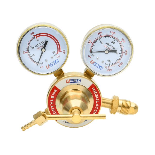 Two-Stage Industrial Acetylene Gas Regulator Forged Brass | UWELD