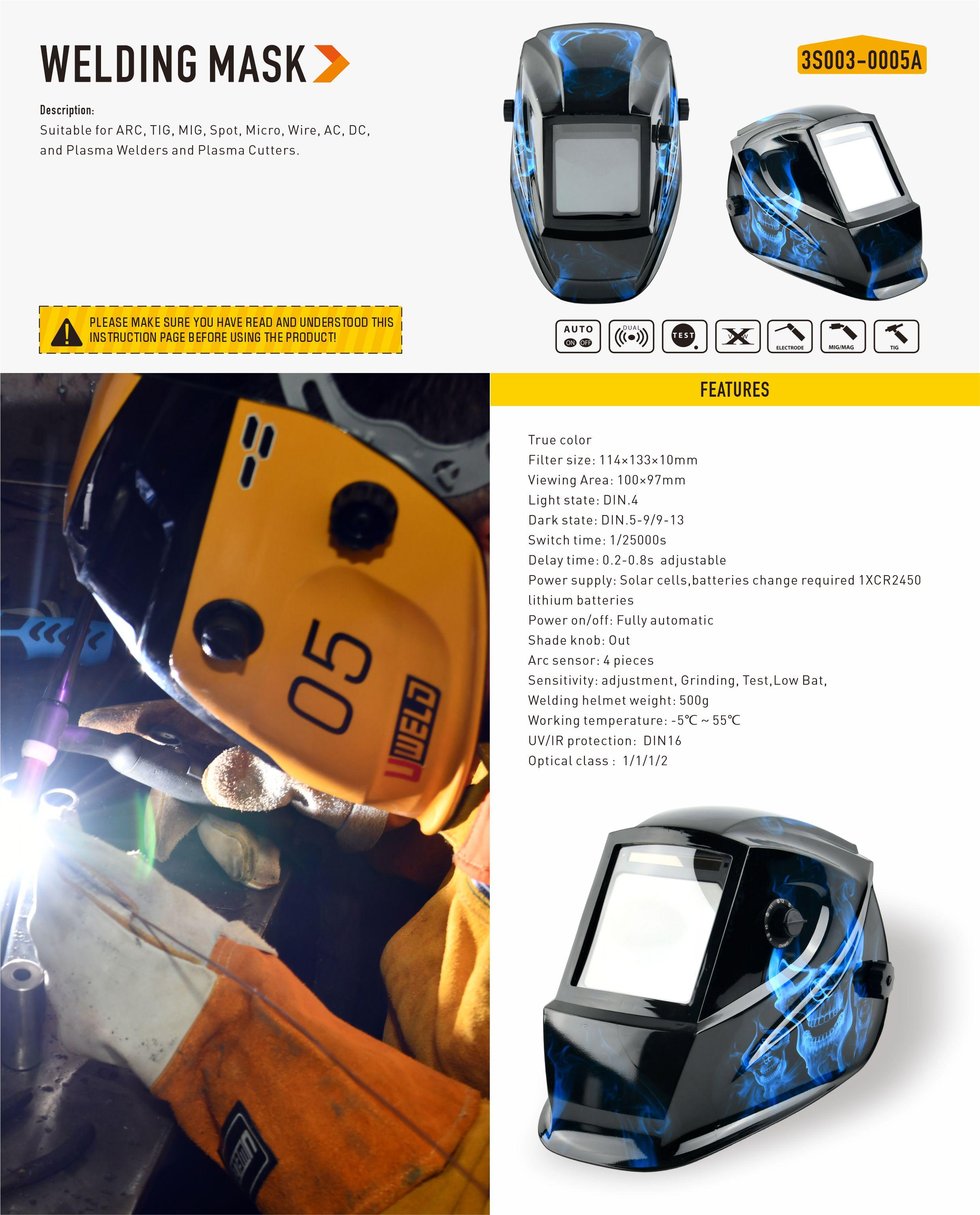 Casco de soldadura auto-oscurecimiento ultraligero